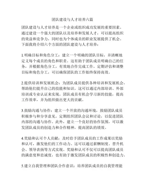 团队建设与人才培养六篇