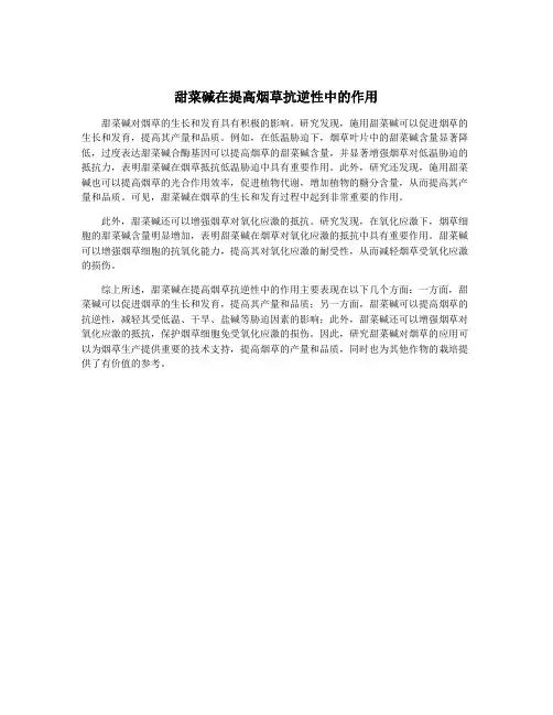 甜菜碱在提高烟草抗逆性中的作用