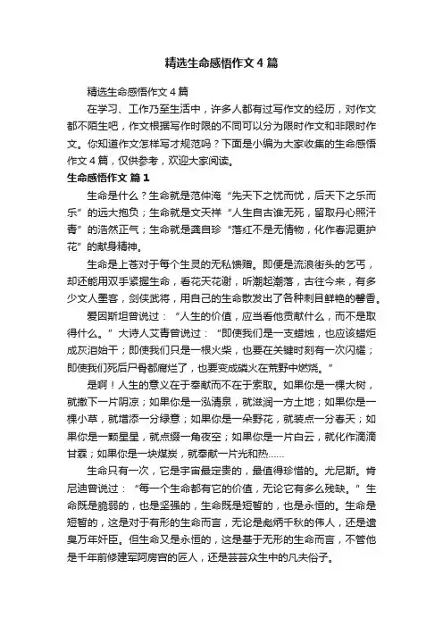精选生命感悟作文4篇