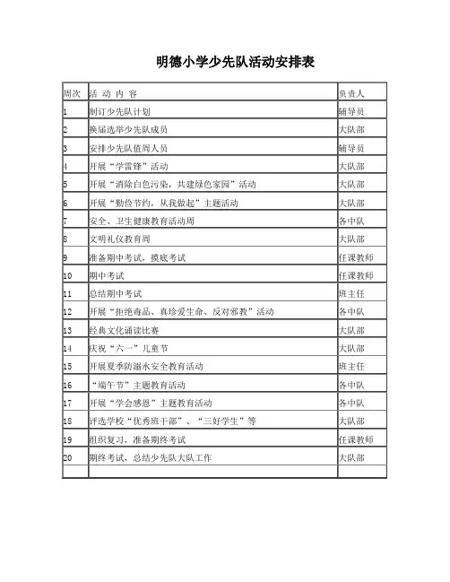 明德小学少先队活动安排表