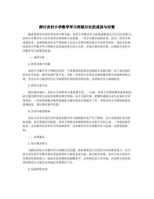 探讨农村小学数学学习两极分化的成因与对策
