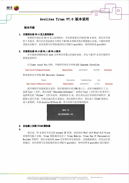 Avolites_TITAN_V7版本说明