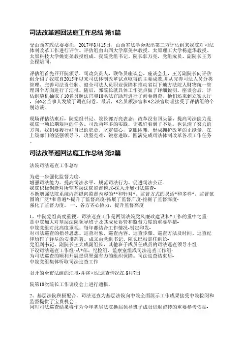 司法改革巡回法庭工作总结(必备7篇)