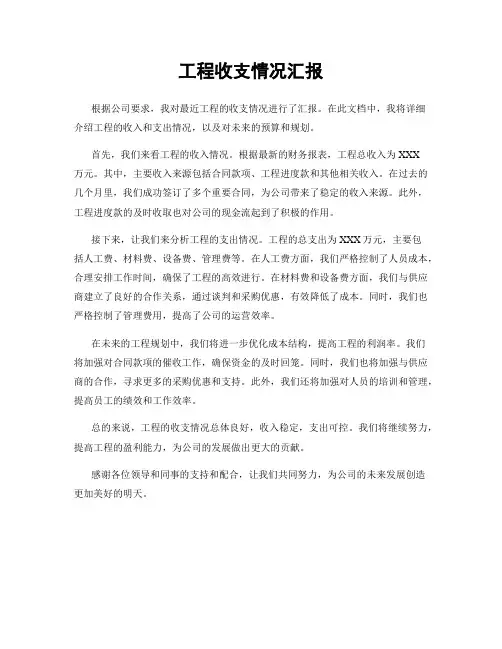 工程收支情况汇报