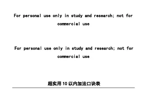 超实用20以内的加减法口诀表(无得数)