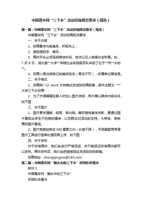 中国青年网“三下乡”活动投稿规范要求（精选）