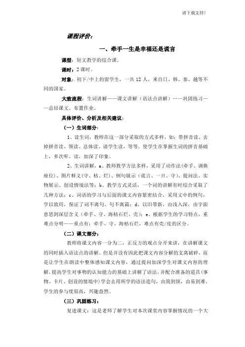 对外汉语教学评课稿