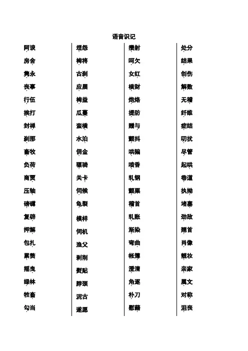 中考语文500个易读错字训练(含答案)