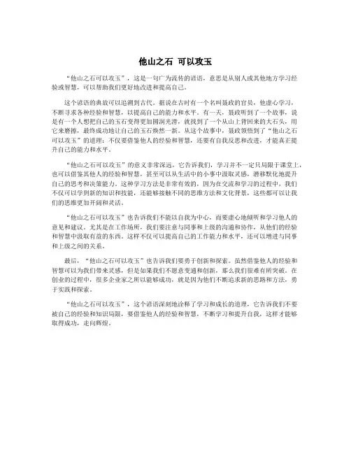 他山之石 可以攻玉