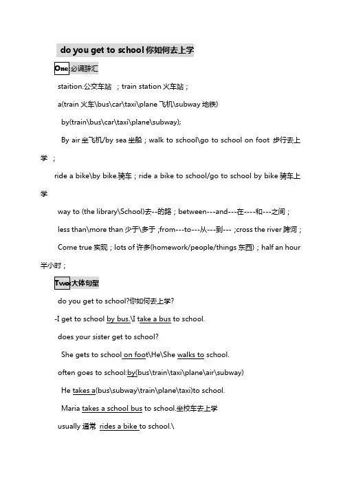 新人教版七年级英语下册unit3辞汇与句型