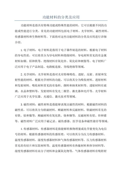功能材料的分类及应用