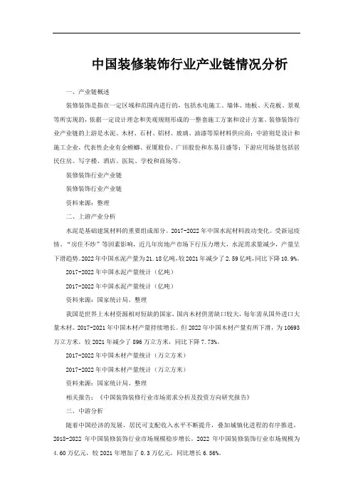 中国装修装饰行业产业链情况分析