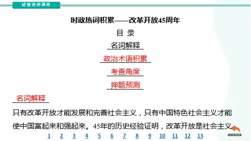 时政热词积累05改革开放45周年(课件)高考政治