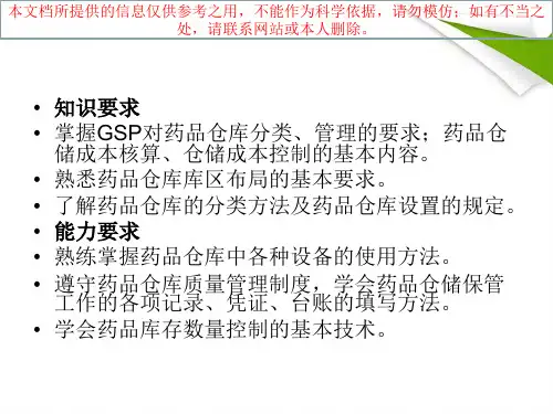 药品的仓储管理培训课件