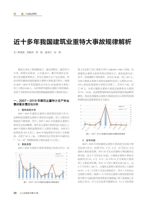 近十多年我国建筑业重特大事故规律解析