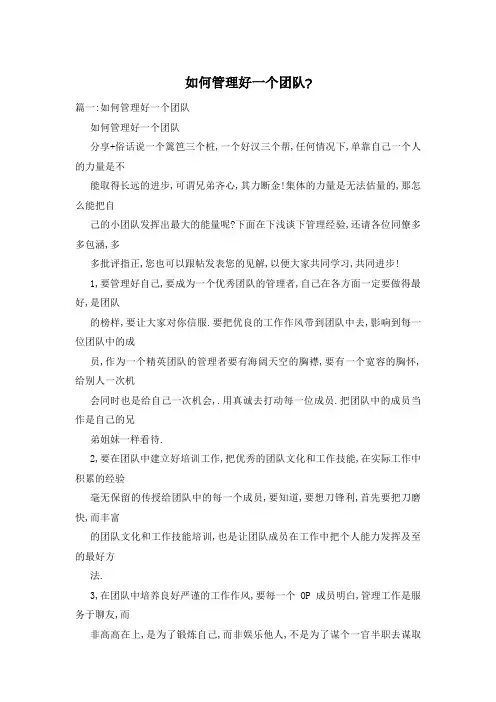 如何管理好一个团队-