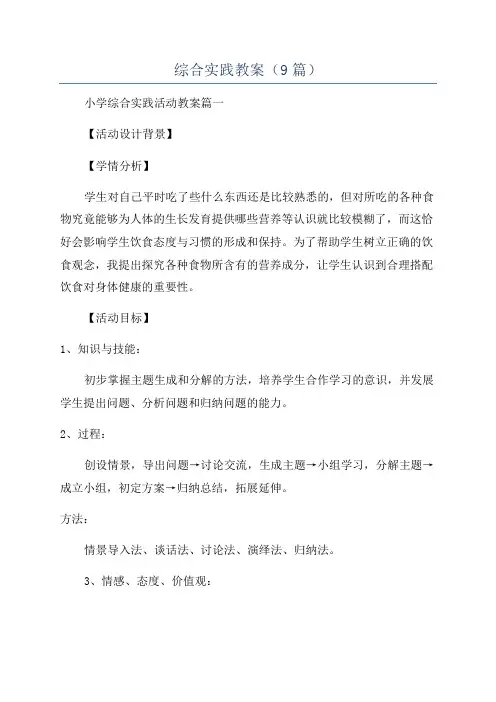 综合实践教案(9篇)