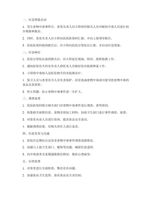 医院食物中毒应急预案流程