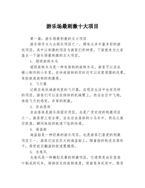 游乐场最刺激十大项目