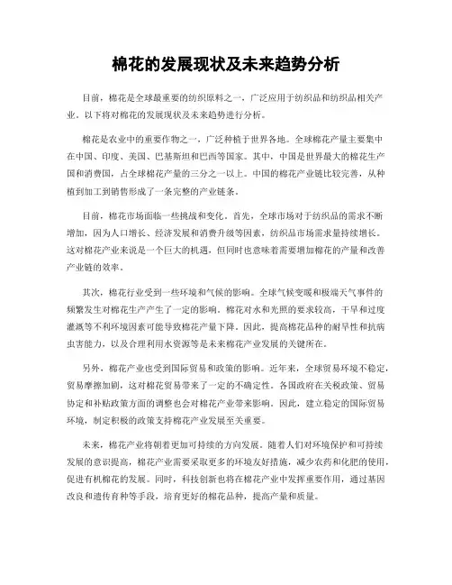 棉花的发展现状及未来趋势分析