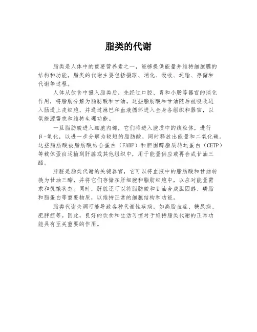 脂类的代谢