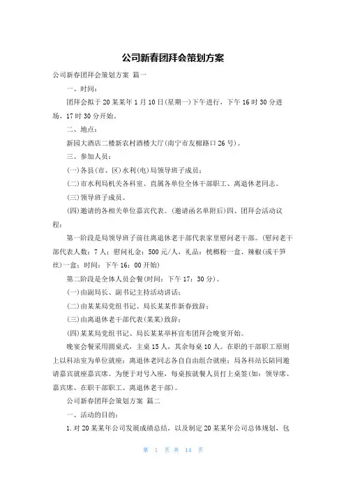 公司新春团拜会策划方案