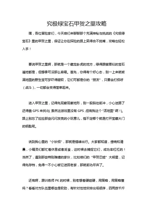 究极绿宝石甲贺之里攻略