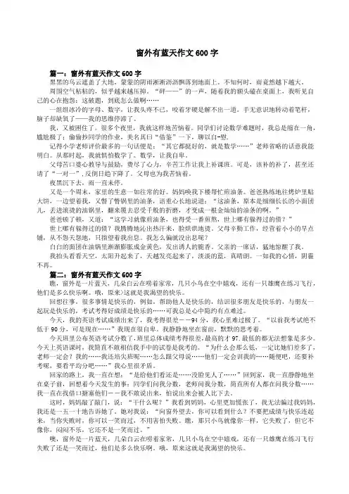 窗外有蓝天作文字