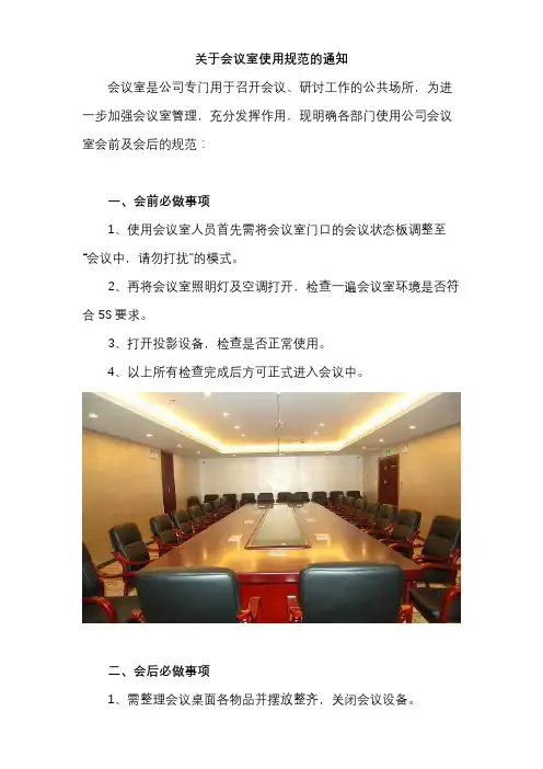 关于会议室使用规范的通知范文