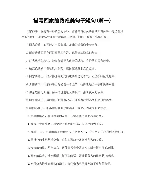 描写回家的路唯美句子短句(精选2篇)