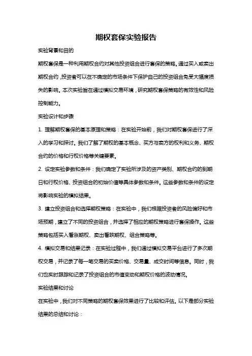 期权套保实验报告