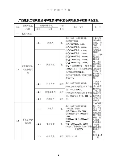 广西建设工程质量检测和建筑材料试验收费项目及标准指导性意见(新).10.11.doc