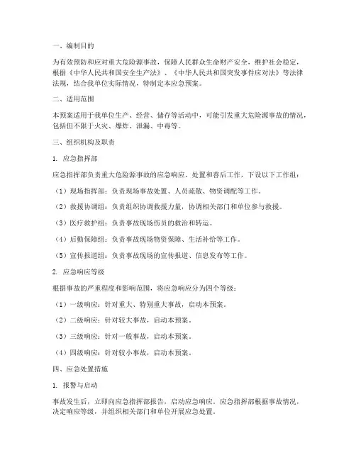 重大危险源事故应急预案