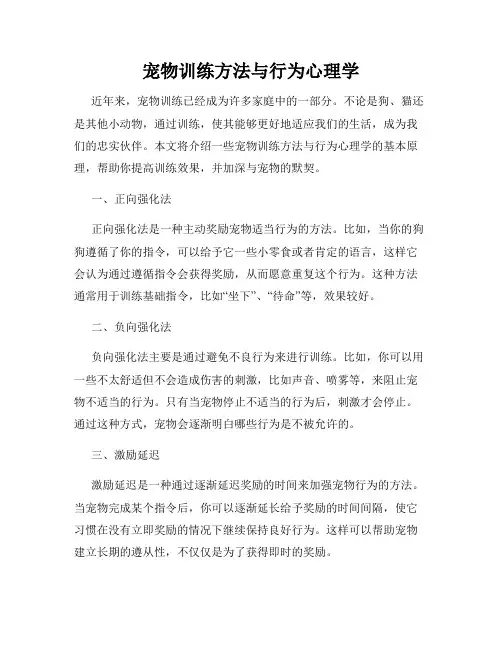宠物训练方法与行为心理学