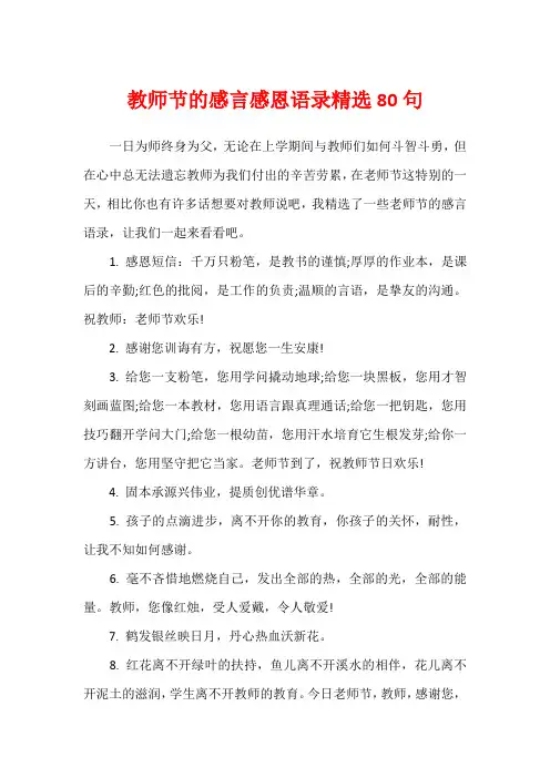 教师节的感言感恩语录精选80句