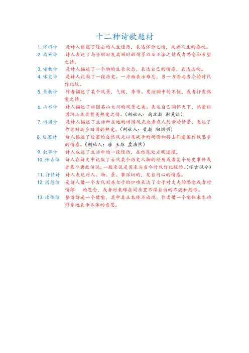 十二种诗歌题材