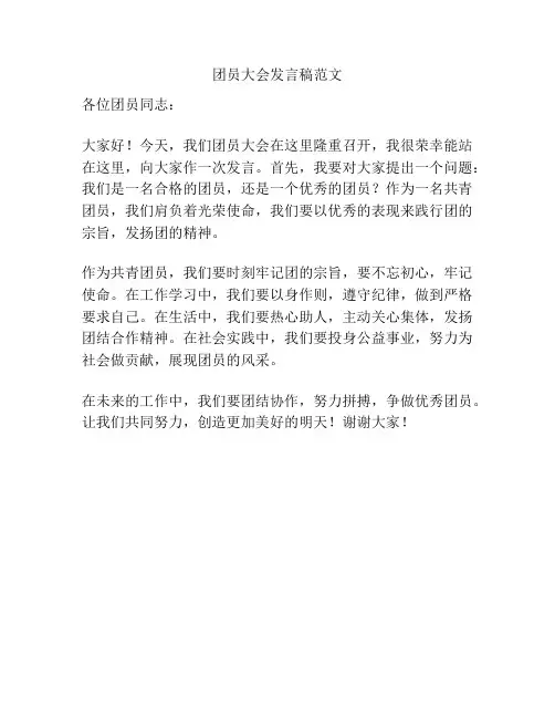 团员大会发言稿范文