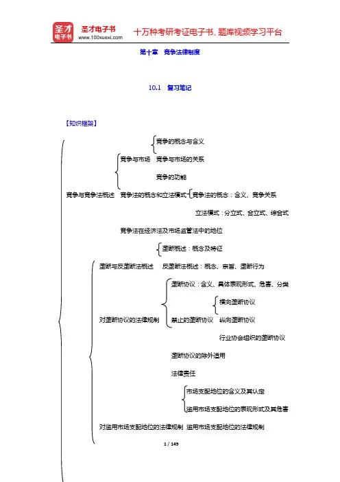 杨紫烜《经济法》复习笔记+考研真题与典型题详解(第十章 竞争法律制度——第十二章 产品质量法律制度)