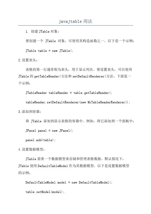 javajtable用法