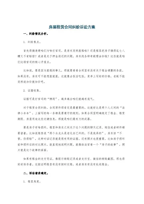 房屋租赁合同纠纷诉讼方案