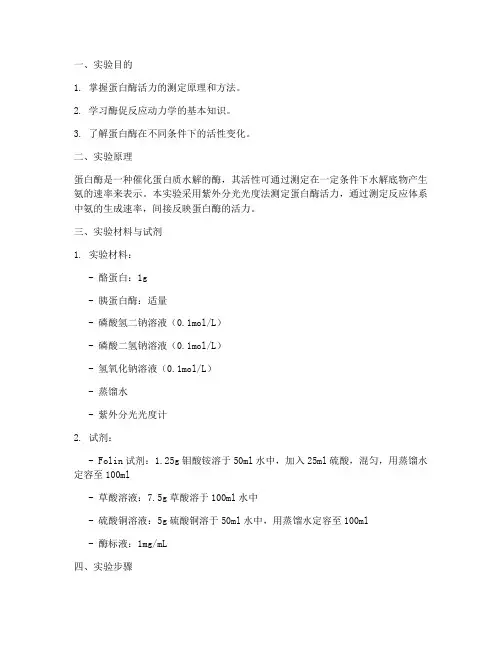蛋白酶实验报告