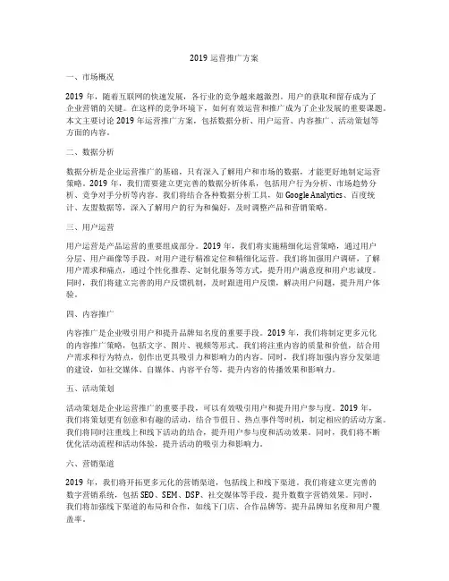 2019运营推广方案