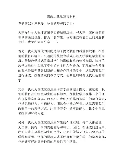 课改之我见发言材料