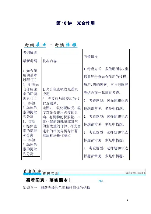 (完整word版)【金版学案】2017年高考生物一轮复习知识点与课后训练：第3单元第10讲--光合作
