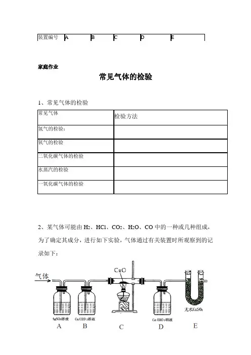 常见气体的检验
