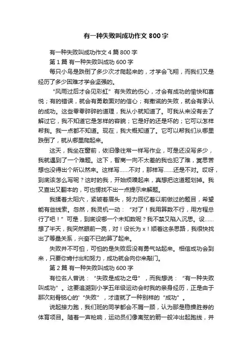 有一种失败叫成功作文4篇800字