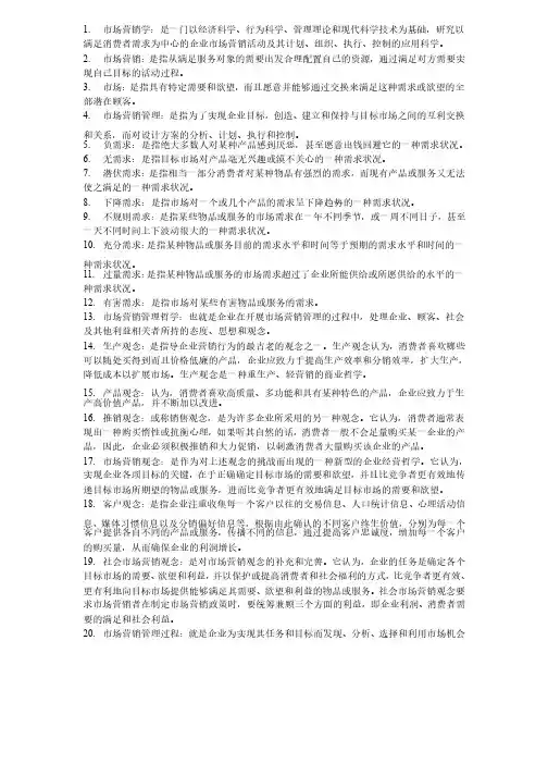 市场营销名词术语大全