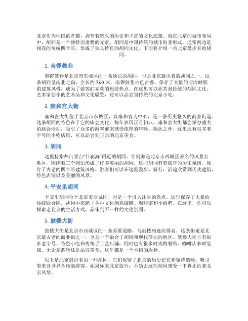北京最出名的胡同有哪些