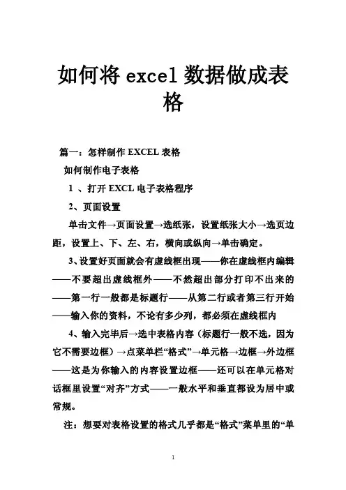 如何将excel数据做成表格