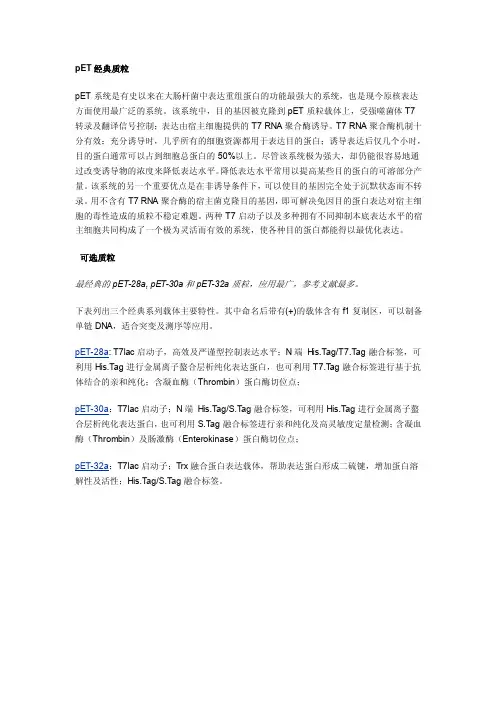 pet经典质粒pet系统是有史以来在大肠杆菌中表达重组蛋白